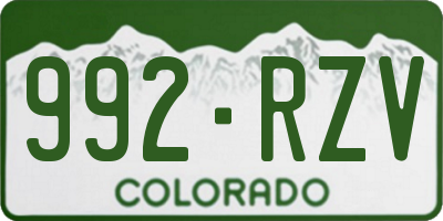 CO license plate 992RZV
