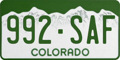 CO license plate 992SAF