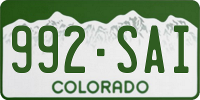 CO license plate 992SAI
