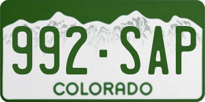 CO license plate 992SAP