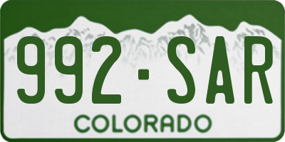 CO license plate 992SAR