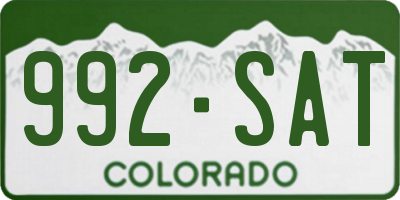 CO license plate 992SAT