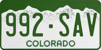 CO license plate 992SAV