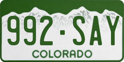 CO license plate 992SAY