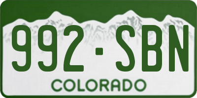 CO license plate 992SBN