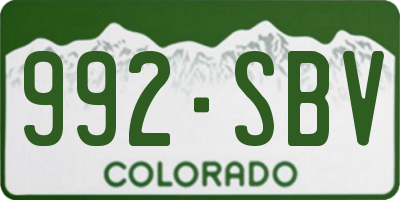 CO license plate 992SBV