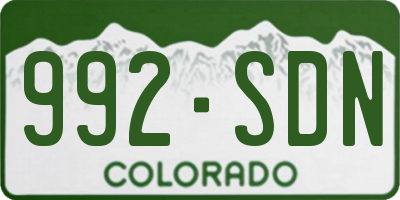 CO license plate 992SDN