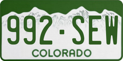 CO license plate 992SEW