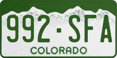 CO license plate 992SFA