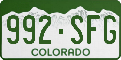 CO license plate 992SFG