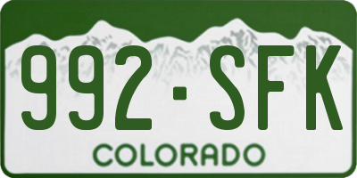 CO license plate 992SFK