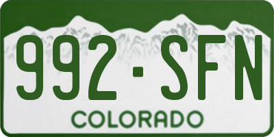 CO license plate 992SFN