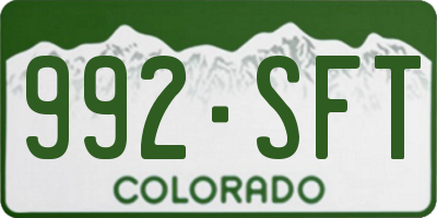 CO license plate 992SFT