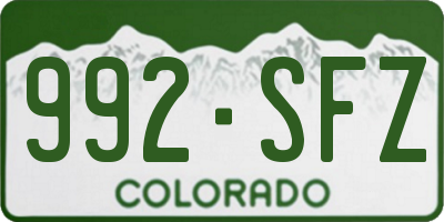 CO license plate 992SFZ