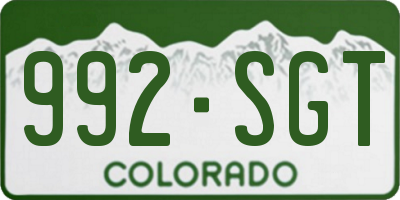 CO license plate 992SGT
