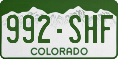 CO license plate 992SHF