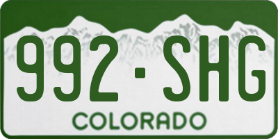 CO license plate 992SHG