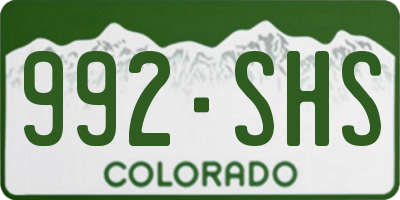 CO license plate 992SHS