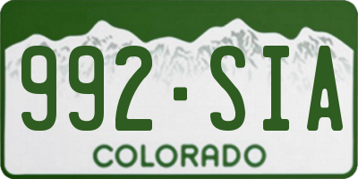 CO license plate 992SIA