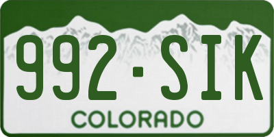 CO license plate 992SIK