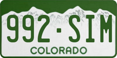 CO license plate 992SIM