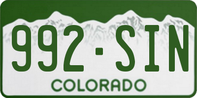 CO license plate 992SIN