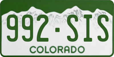CO license plate 992SIS