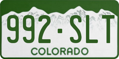 CO license plate 992SLT