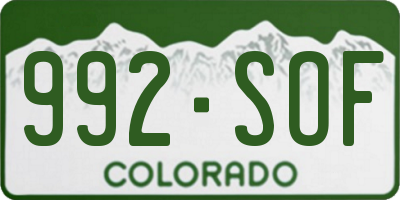 CO license plate 992SOF