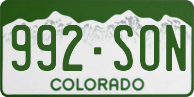 CO license plate 992SON