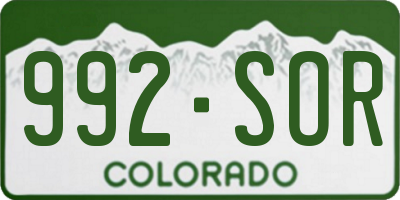CO license plate 992SOR