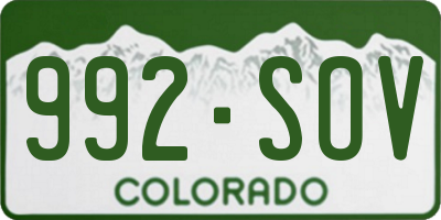 CO license plate 992SOV