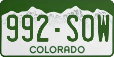 CO license plate 992SOW