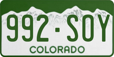 CO license plate 992SOY