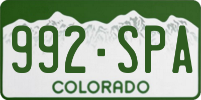 CO license plate 992SPA