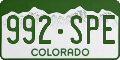 CO license plate 992SPE