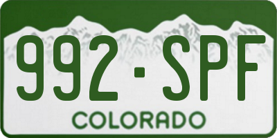 CO license plate 992SPF