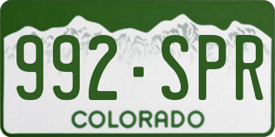 CO license plate 992SPR