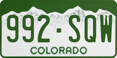 CO license plate 992SQW