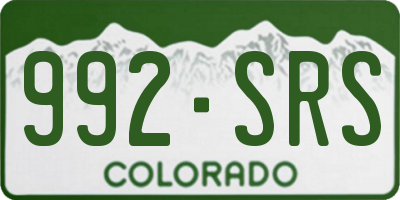 CO license plate 992SRS