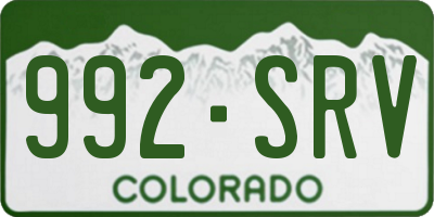 CO license plate 992SRV