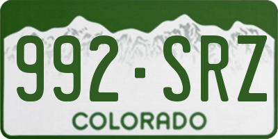 CO license plate 992SRZ