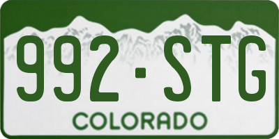 CO license plate 992STG