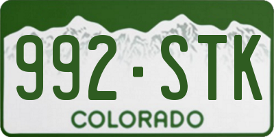 CO license plate 992STK