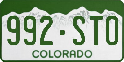 CO license plate 992STO