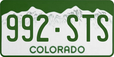 CO license plate 992STS