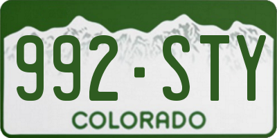 CO license plate 992STY