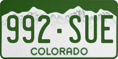 CO license plate 992SUE
