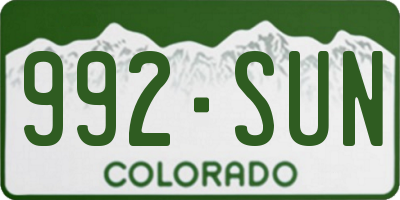 CO license plate 992SUN