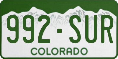 CO license plate 992SUR